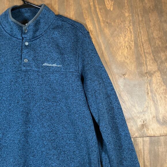 Eddie Bauer Mens Sweatshirt Blue Radiator Fleece Snap Mock Neck Long Sleeve L - Picture 5 of 12